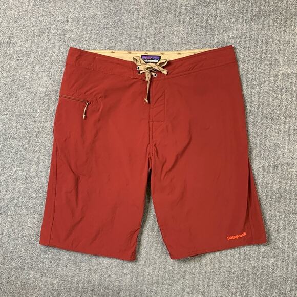 Patagonia Board Shorts Mens 34 Cardinal Nylon Blend Stretch Wavefarer Swim Surf - Picture 2 of 12